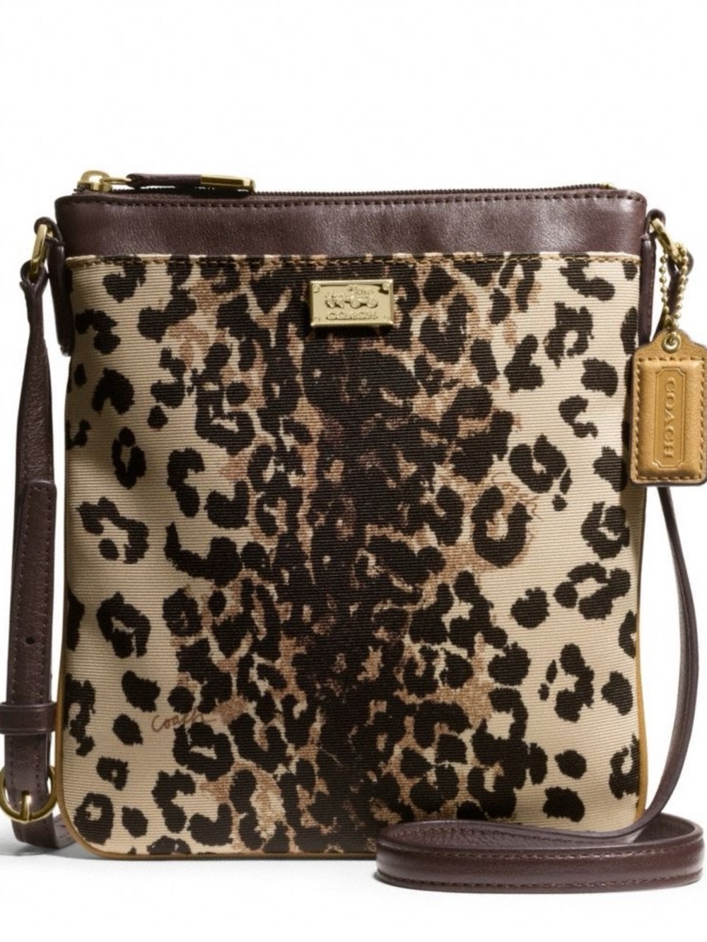 Coach Park Ocelot Leopard Print Swingpack Crossbody Bag.